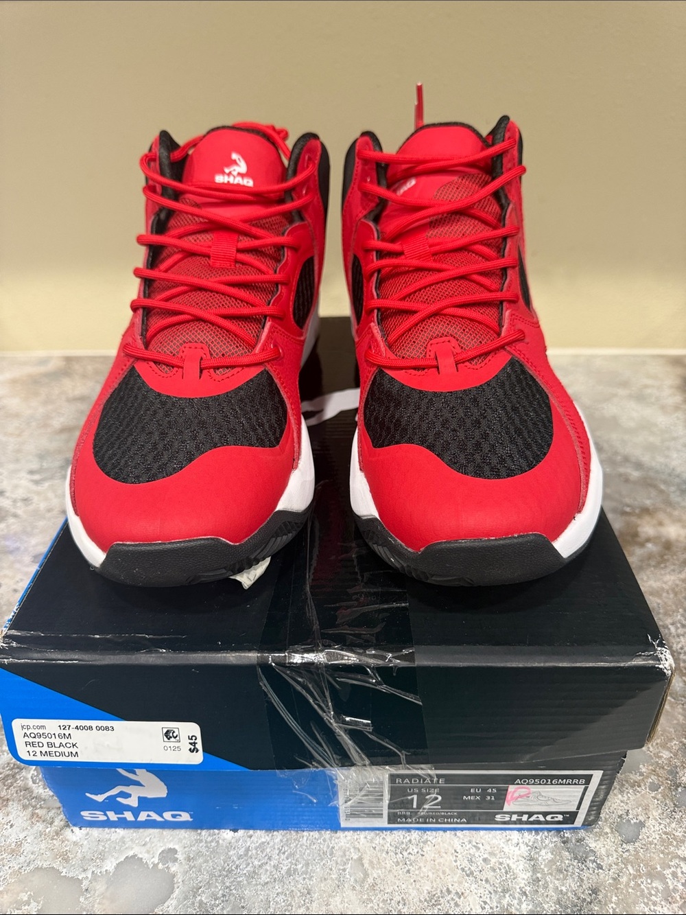 SHAQ Men's Red and Black Athletic Trainers - Supportive Performance